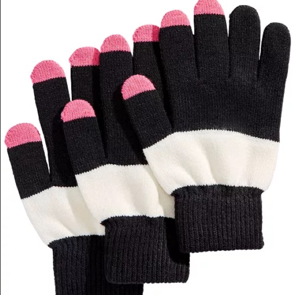 I.N.C. phone friendly tech glove set in black white and pink
